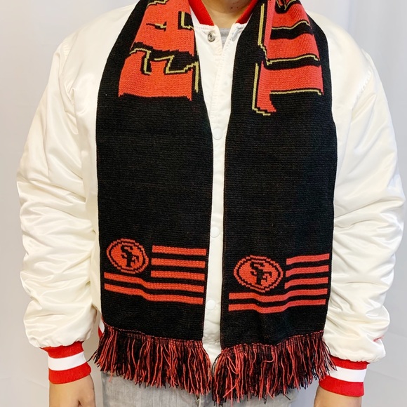 Last One! 49ers faithful black red knit scarf - Picture 3 of 6